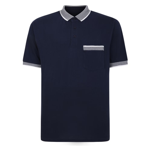 Bigdude Hounds Tooth Pique Polo Navy