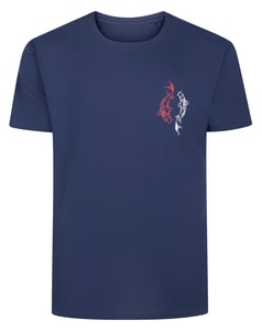 Bigdude Koi Small Chest Print T-Shirt Navy