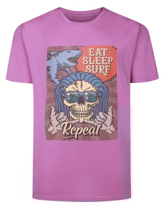 Bigdude Eat Sleep Surf Repeat Print T-Shirt Dusted Grape