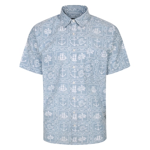 Bigdude Nautical Print Short Sleeve Shirt Grey