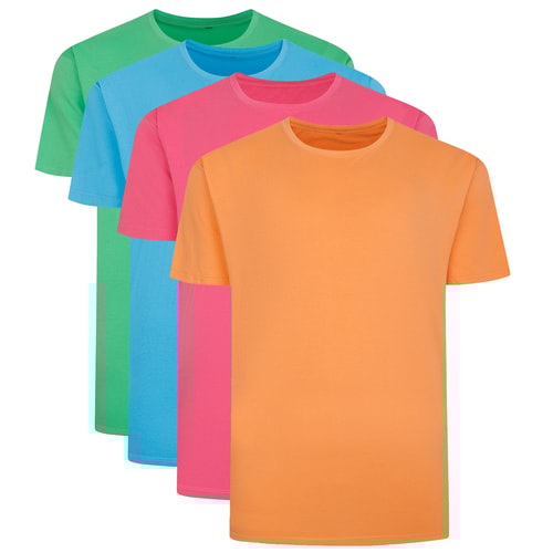 Bigdude 4 Pack Plain T-Shirts Multi Tall