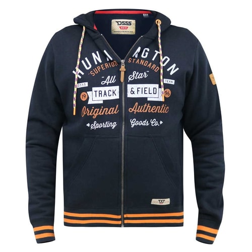 D555 Flanders Full Zip Track and Field Print Hoody Navy