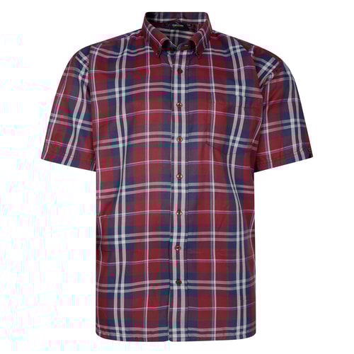 Espionage Short Sleeve Check Shirt Burgundy