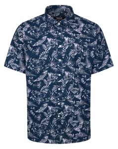 Bigdude Tropical Leaf Short Sleeve Shirt Deep Blue Tall