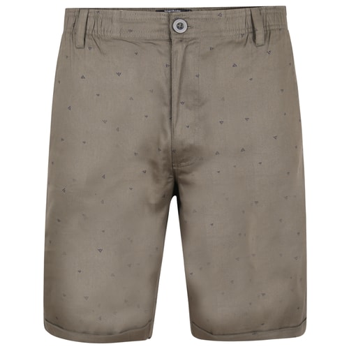 Bigdude Patterned Twill Chino Shorts Khaki