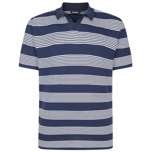 Bigdude Striped Relaxed Collar Polo Navy/White
