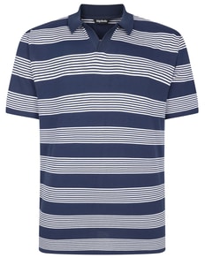 Bigdude Striped Relaxed Collar Polo Navy/White