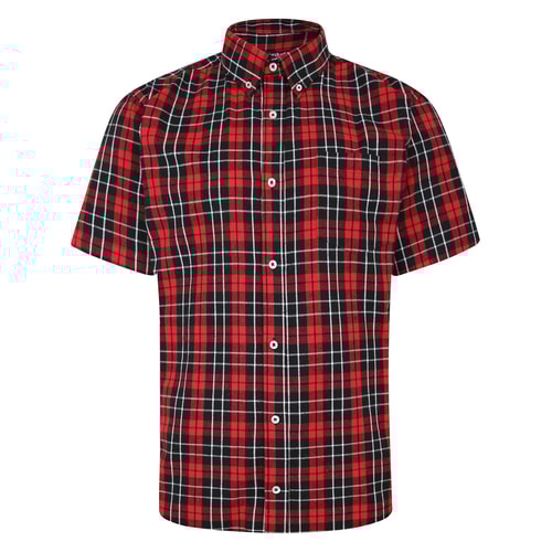 Bigdude Button Down Short Sleeve Check Shirt Red