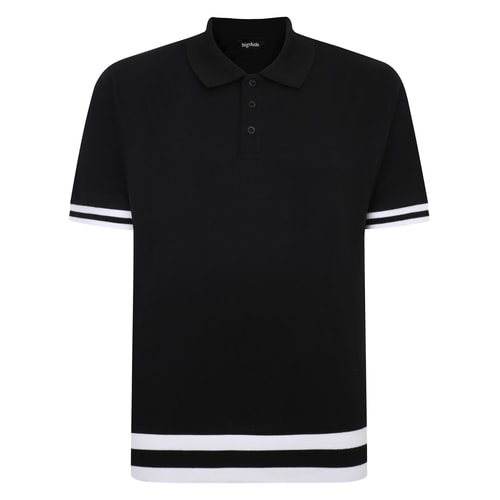 Bigdude Contrast Stripe Polo Shirt Black