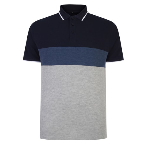 Bigdude Colour Block Pique Polo Shirt Navy
