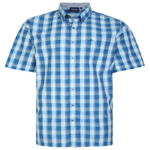 Espionage Short Sleeve Check Shirt Denim/Mint