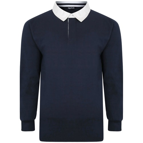 Bigdude Rugby Style Long Sleeve Polo Shirt Navy