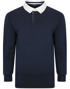 Bigdude Rugby Style Long Sleeve Polo Shirt Navy