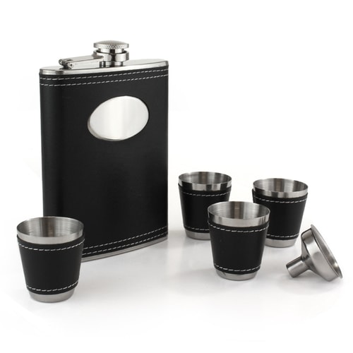 Sophos 8oz Hip Flask Set  With 4 Shot Glasses And Funnel