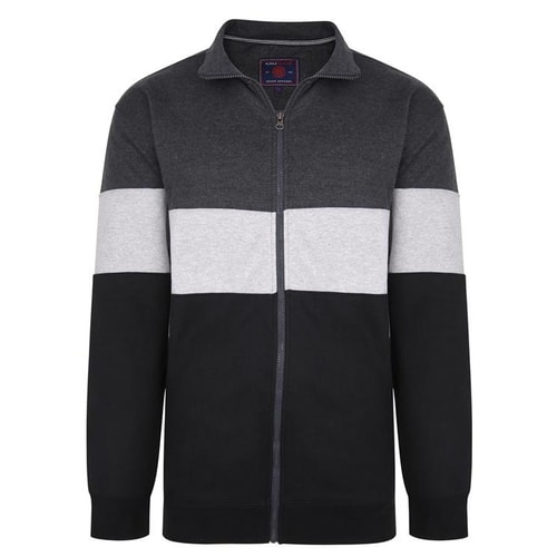 KAM Cut & Sew Zip Sweatshirt Charocal