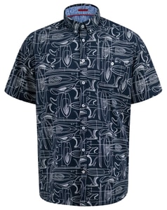 D555 Worthing Surf All Over Print Button Down Collar Shirt Navy
