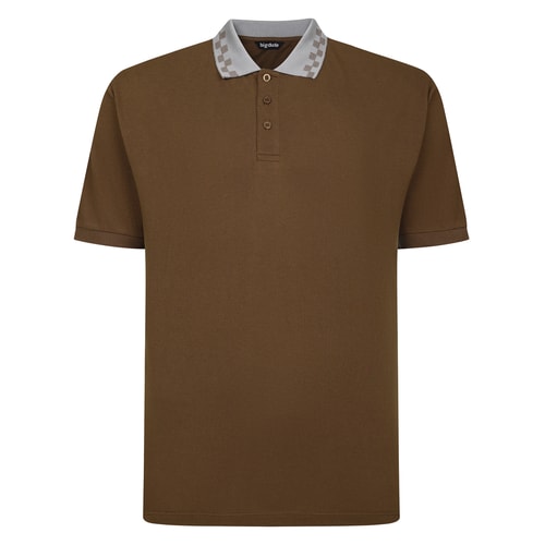 Bigdude Check Tipped Polo Brown/Grey Tall