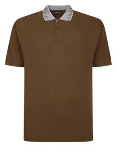 Bigdude Check Tipped Polo Brown/Grey Tall