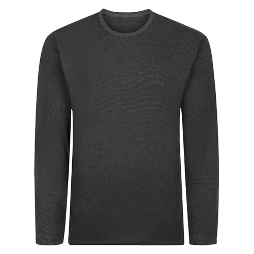 Bigdude Long Sleeve Striped Thermal T-Shirt Charcoal