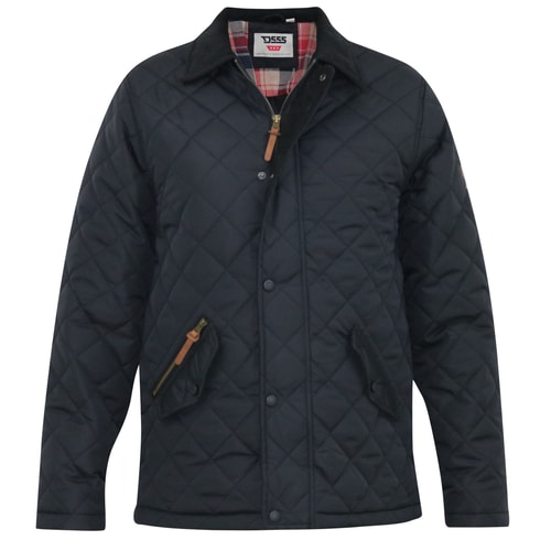 D555 Matias Quilted Jacket With Corduroy Collar Black