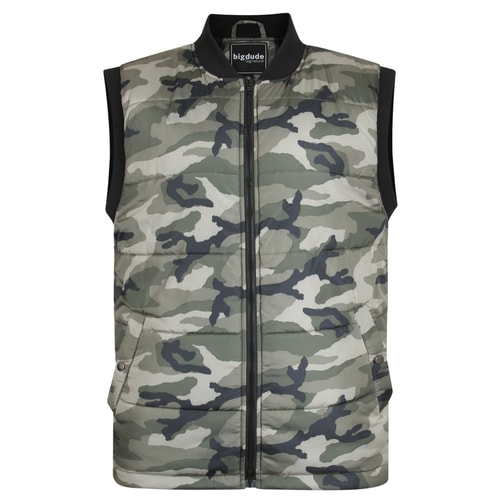 Bigdude Print Camo Gilet Olive