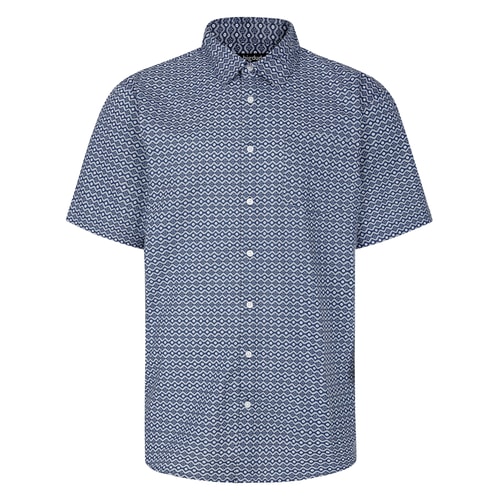 Bigdude Daisy Zig Zag Short Sleeve Shirt Navy