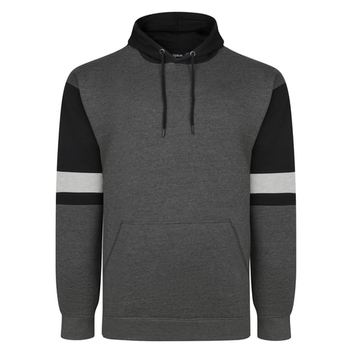 Bigdude Colourblock Arm Stripe Hoodie Charcoal
