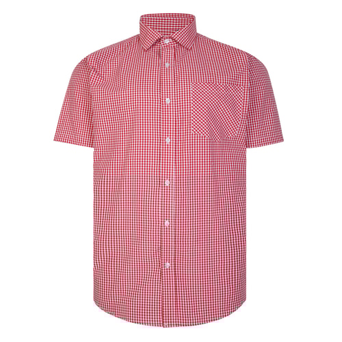 Bigdude Short Sleeve Check Shirt Red/White