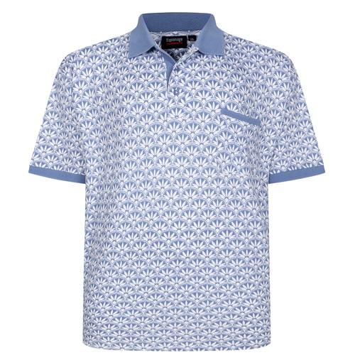 Espionage Geo All Over Print Polo Shirt Blue/White