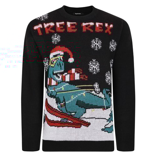 Bigdude Tree Rex Christmas Jumper Black
