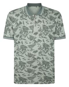 Bigdude Tropical Print Zip Polo Sage Green