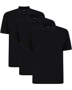 Bigdude 3 Pack Plain Polo Shirts Black Tall