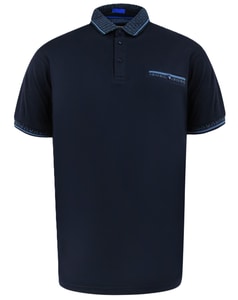 D555 Barrett 2 Jacquard Collar & Cuff Polo Navy