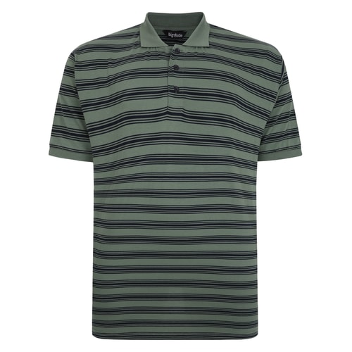 Bigdude Striped Jersey Polo Sage Green Tall