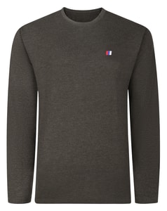 Bigdude Embroidered Long Sleeve T-Shirt Charcoal Marl Tall