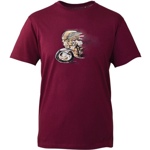 Cotton Valley Bike & Skull Print T-Shirt Wine