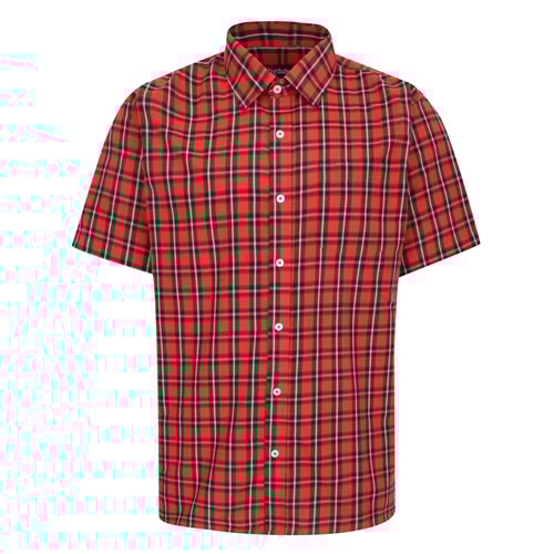 Bigdude Checked Poplin Short Sleeve Shirt Pepper Red/Black Tall