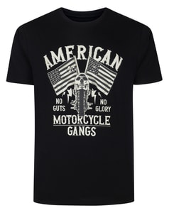 Bigdude American Motorcycle Print T-Shirt Black