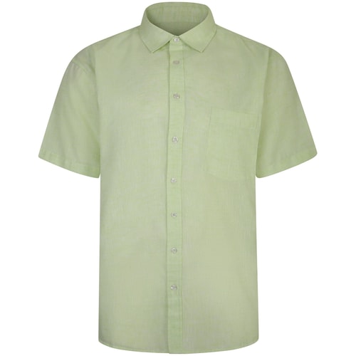 Bigdude Short Sleeve Milton Linen Summer Shirt Lime Green