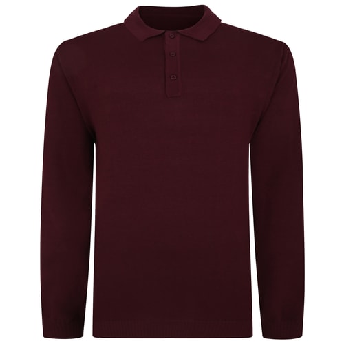 Bigdude Knitted Polo Jumper Burgundy