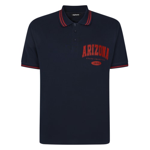 Bigdude Pique Polo With Print Navy