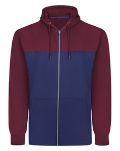 Bigdude Colour Block Zipped Hoody Midnight Blue/Burgundy