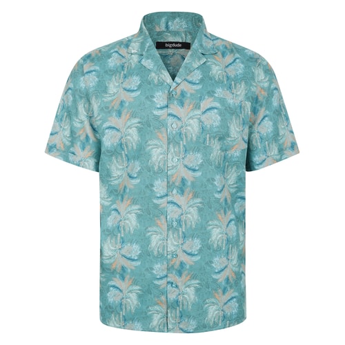 Bigdude Palms Viscose Relaxed Collar Shirt Green