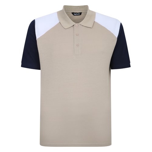 Bigdude Colour Block Twill Polo Shirt Stone