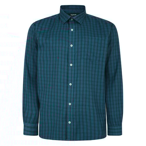 Bigdude Long Sleeve Check Shirt Teal