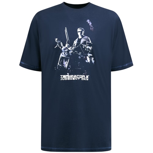D555 Cameron Official Terminator Printed Crew Neck T-Shirt Navy