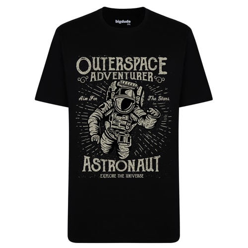 Bigdude Astronaut Print T-Shirt Black