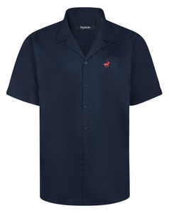 Bigdude Relaxed Collar Short Sleeve Shirt Navy