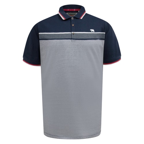 D555 Tipton Stripe Jacquard Short Sleeve Polo Shirt Navy