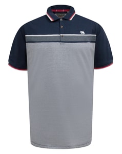 D555 Tipton Stripe Jacquard Short Sleeve Polo Shirt Navy